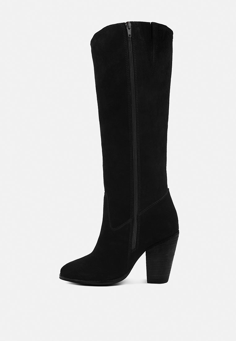 great-storm black suede leather calf boots#color_black