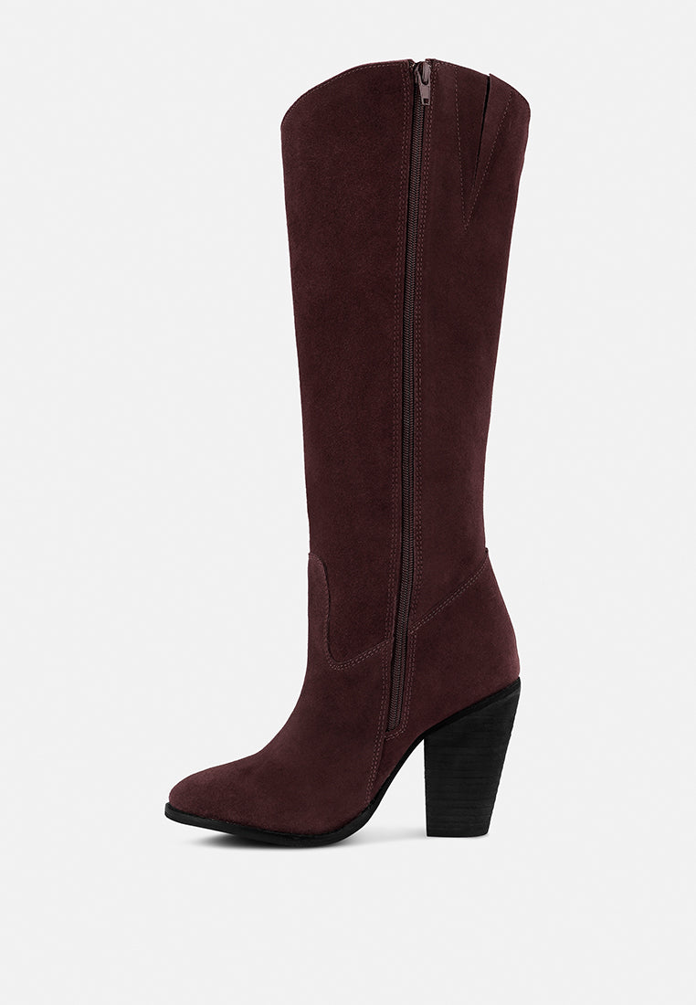 great-storm burgundy suede leather calf boots_burgundy