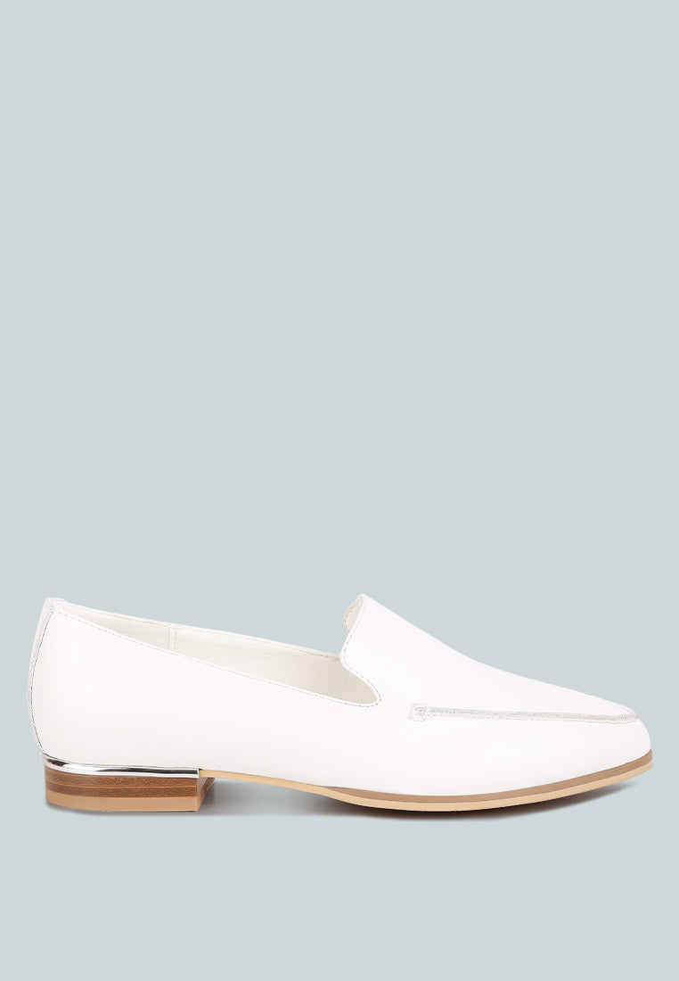 RICHELLI metallic sling detail loafers in White#color_White