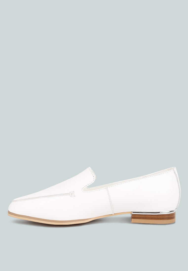 RICHELLI metallic sling detail loafers in White#color_White