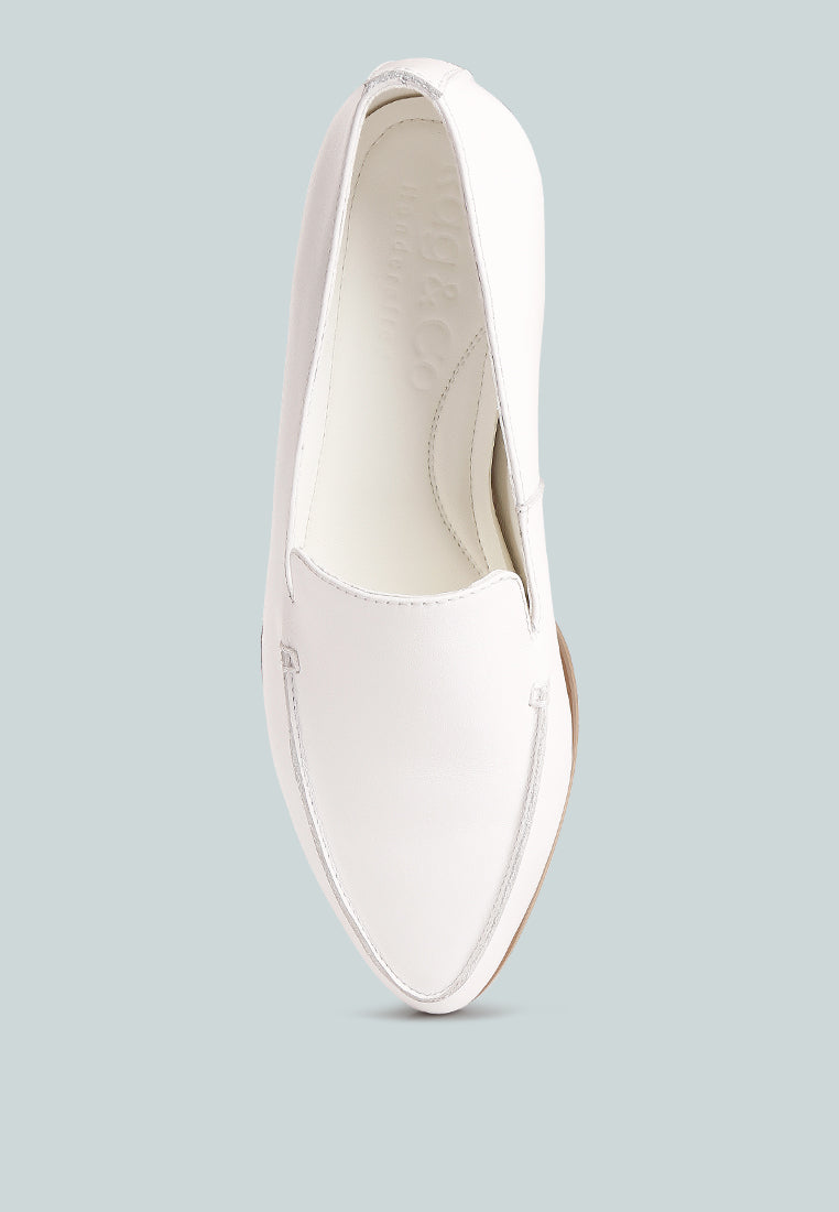 RICHELLI metallic sling detail loafers in White#color_White
