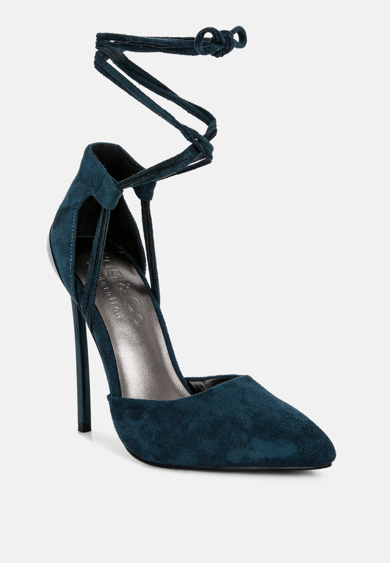 RULE BREAKER blue lace up stiletto sandals#color_dark blue