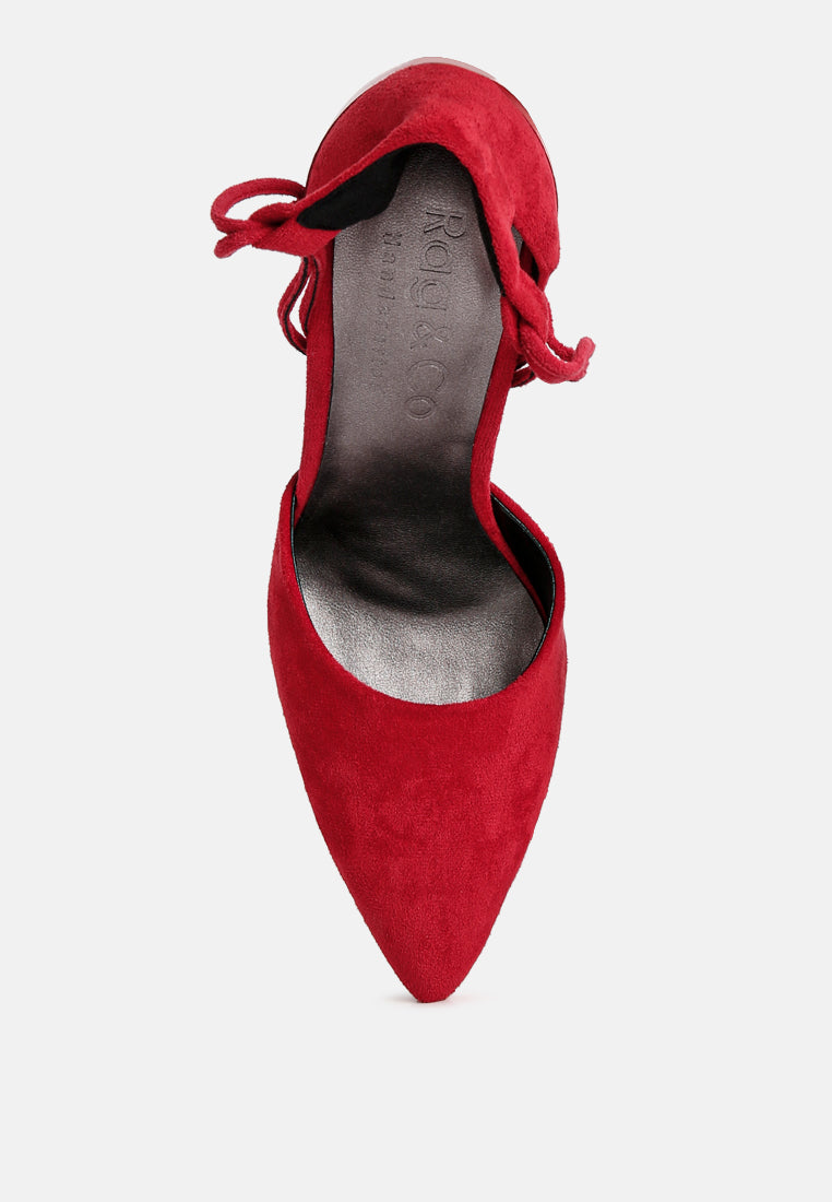 rule breaker red microfiber high heeled lace up sandal#color_red