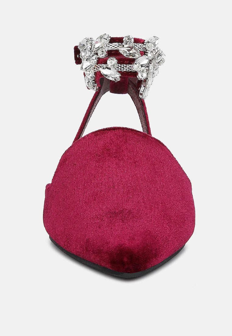 salome burgundy velvet luxe jewelled flat mules#color_burgundy