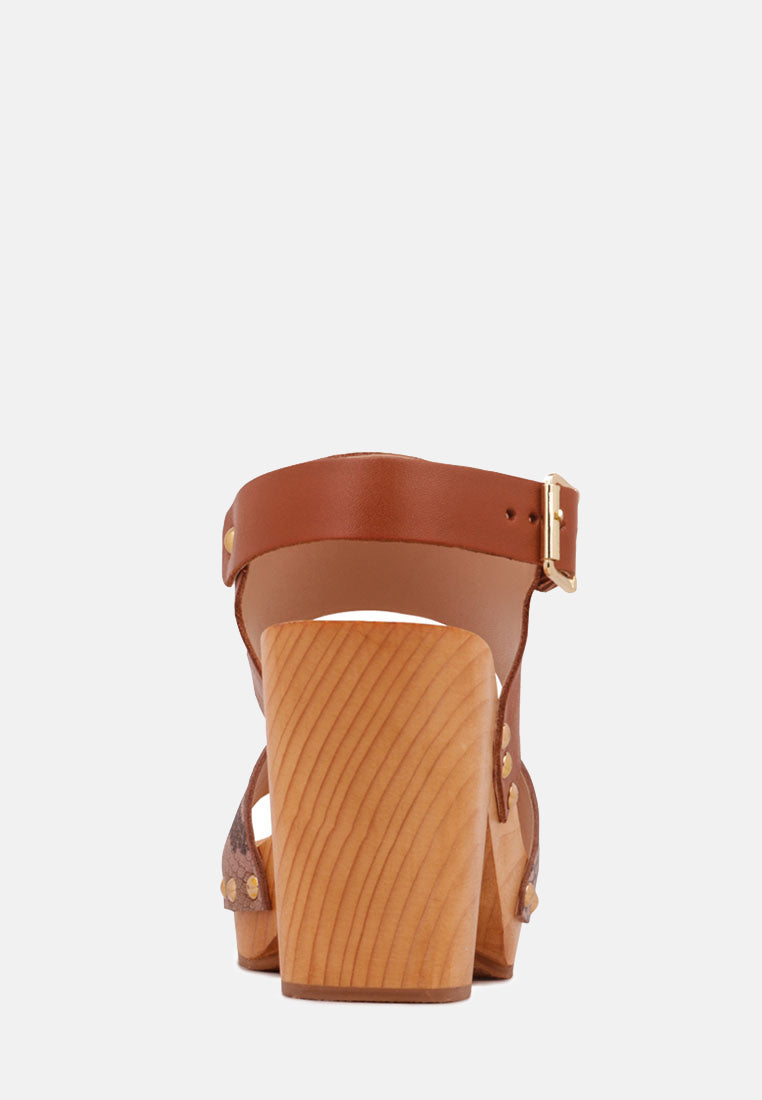 SAMARA Tan Printed Leather Strap Sandal-Tan