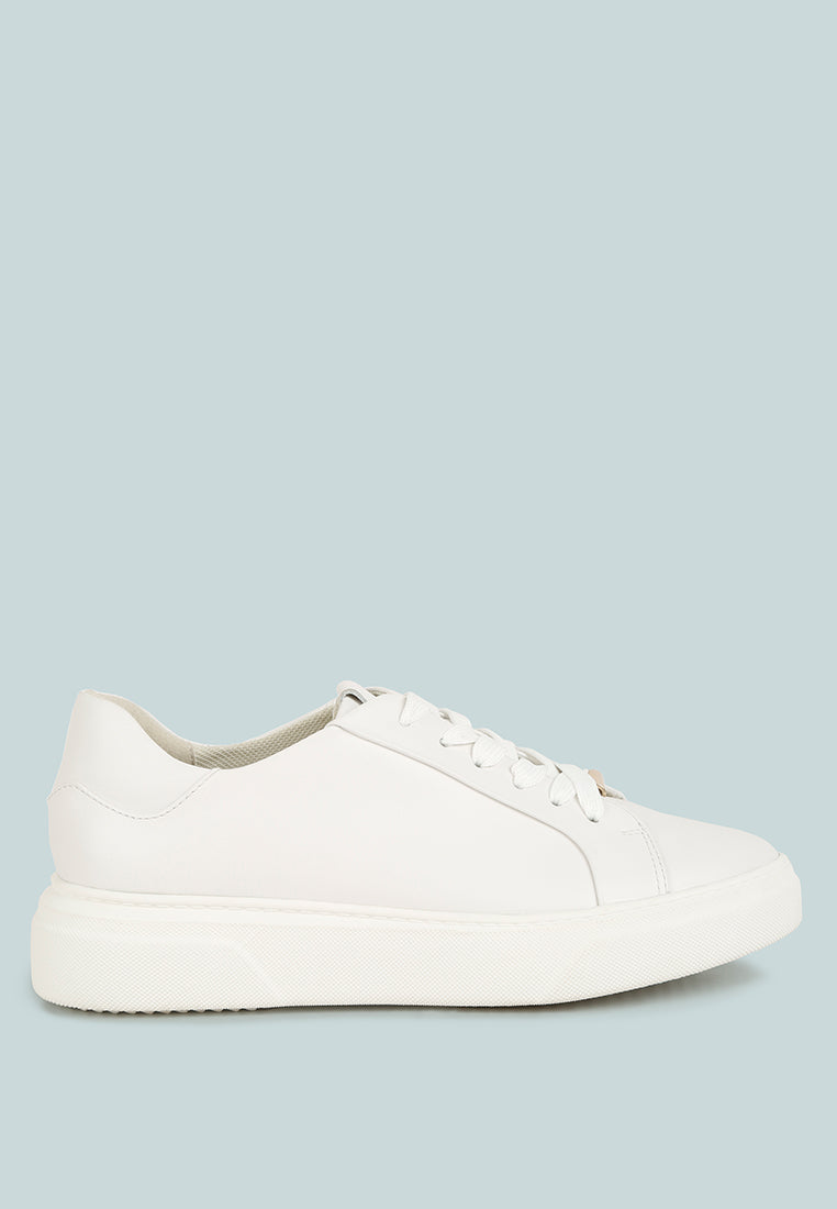 SCHICK Lace Up Leather Sneakers in White White#color_White White