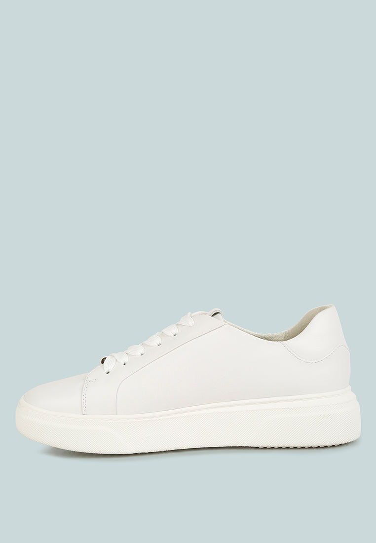 SCHICK Lace Up Leather Sneakers in White White#color_White White