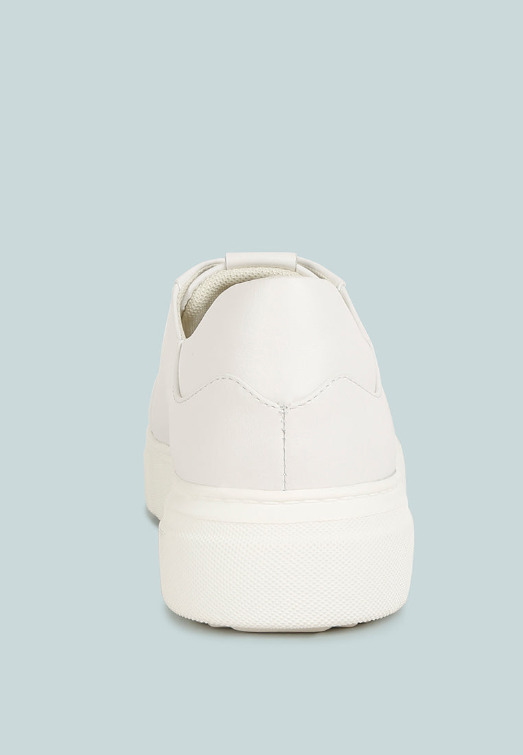 SCHICK Lace Up Leather Sneakers in White White#color_White White