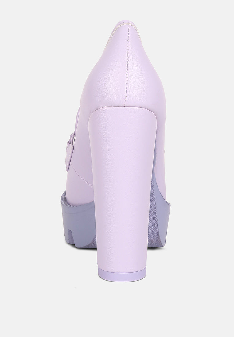 CORINNE Lilac Chain Embellished Chunky Loafers#color_lilac