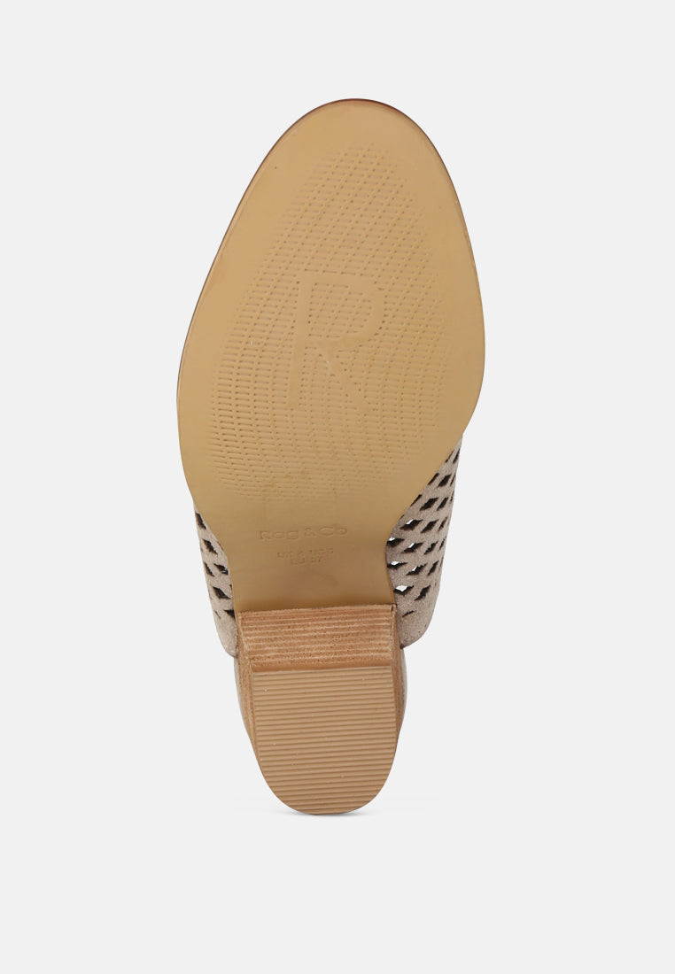 SIA Stacked Heel Laser-Cut Mules in Nude_Nude