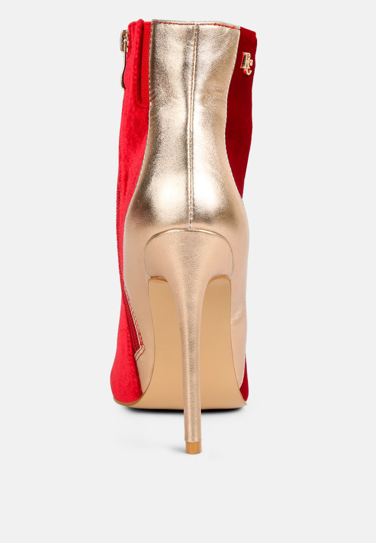 slade metallic highlight red high heeled ankle boots#color_red-gold