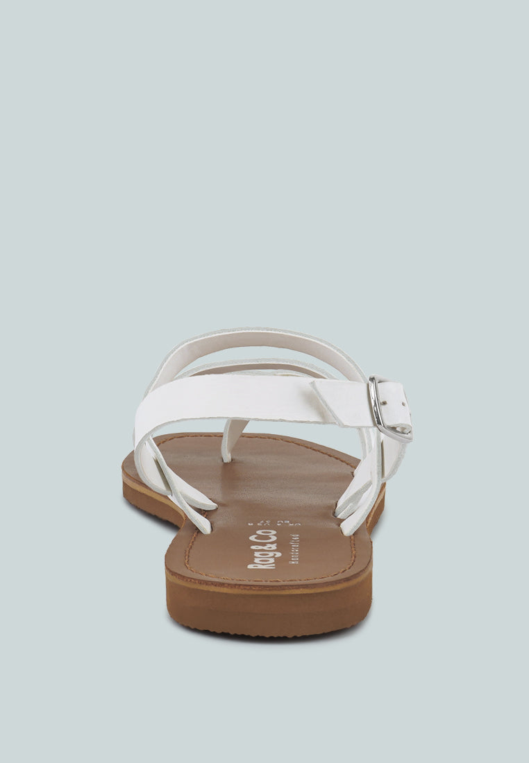SLOANA White Strappy Flat Sandals#color_white
