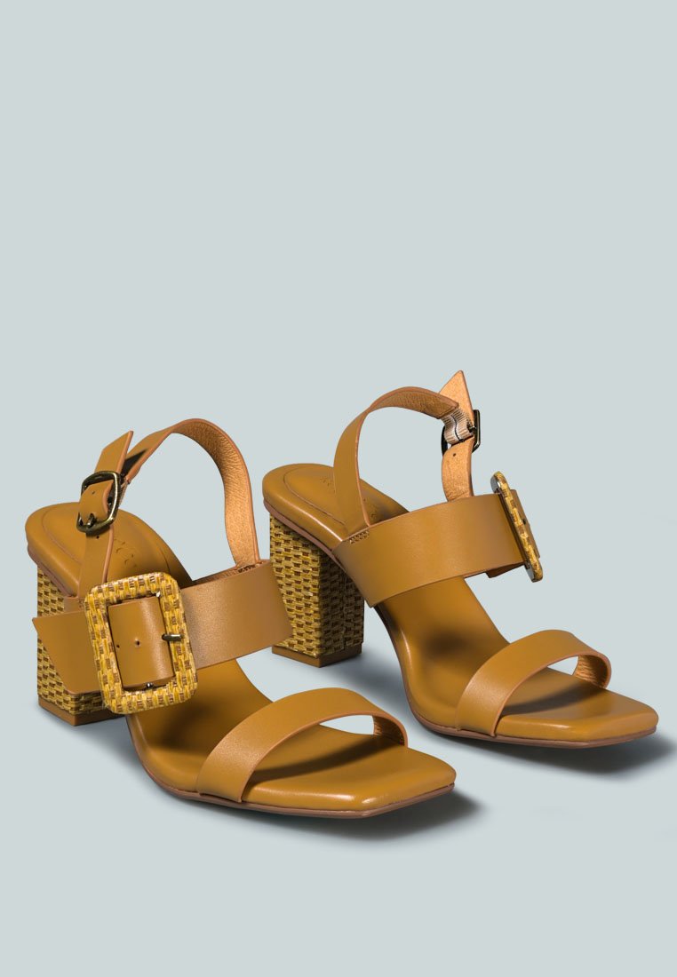 SWIFT Big Buckle Leather Slingback Sandal in Tan_Tan
