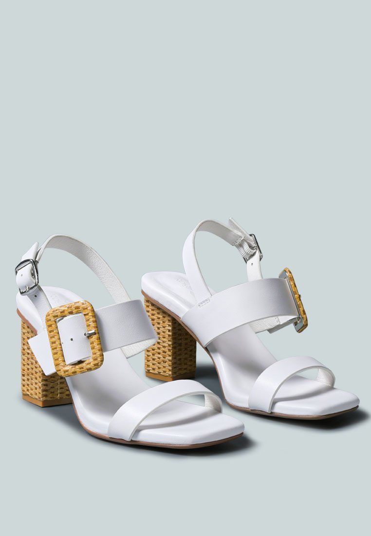 SWIFT Big Buckle Leather Slingback Sandal in White_White