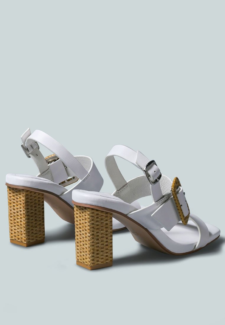 SWIFT Big Buckle Leather Slingback Sandal in White_White