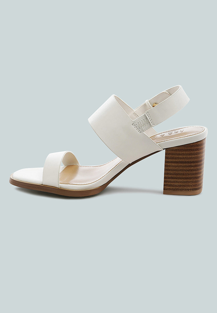 GERTUDE Slingback Block Heel Leather Sandal in White-White