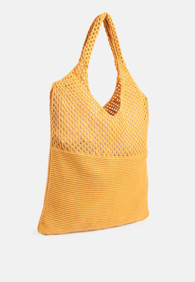 somerset knitted woollen tote bag#color_mustard