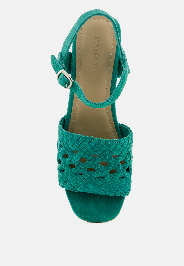 TASHA Turquoise Block Heel Sandal-Turquoise
