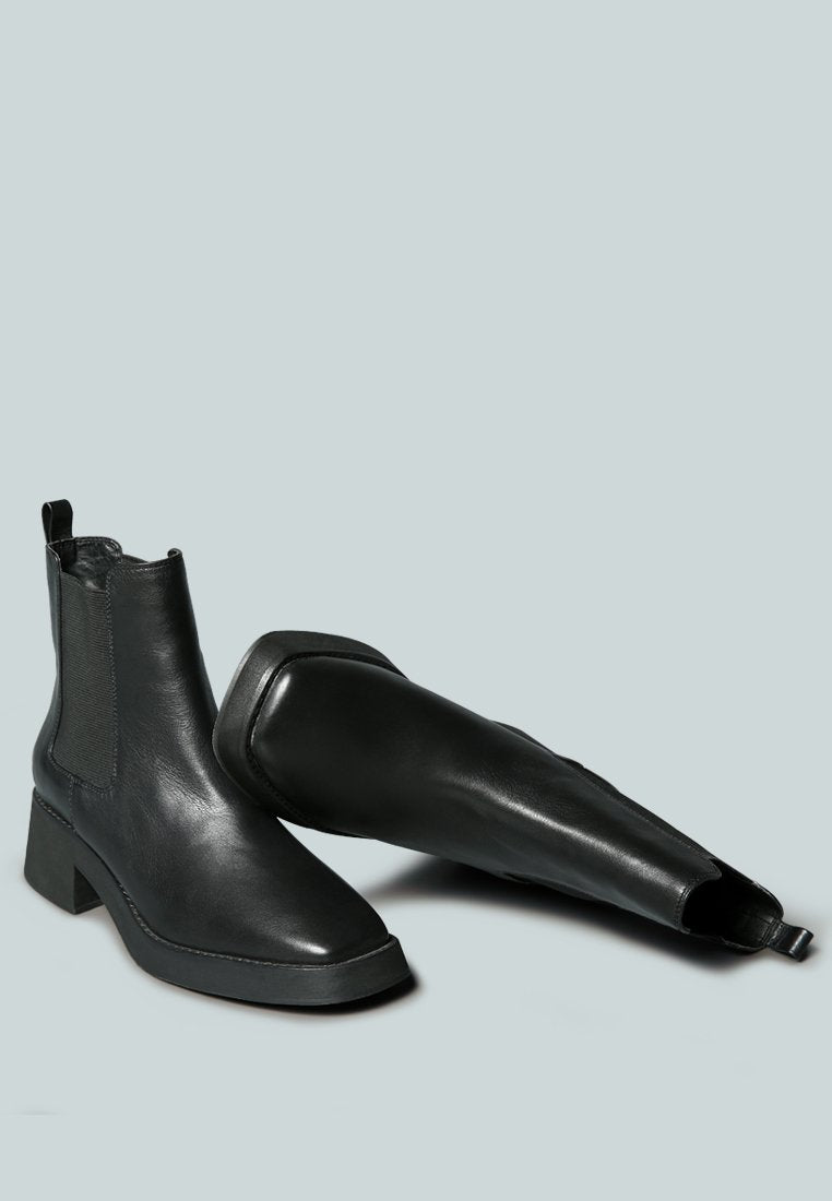 THERON Chelsea Upfront Black Boot_Black