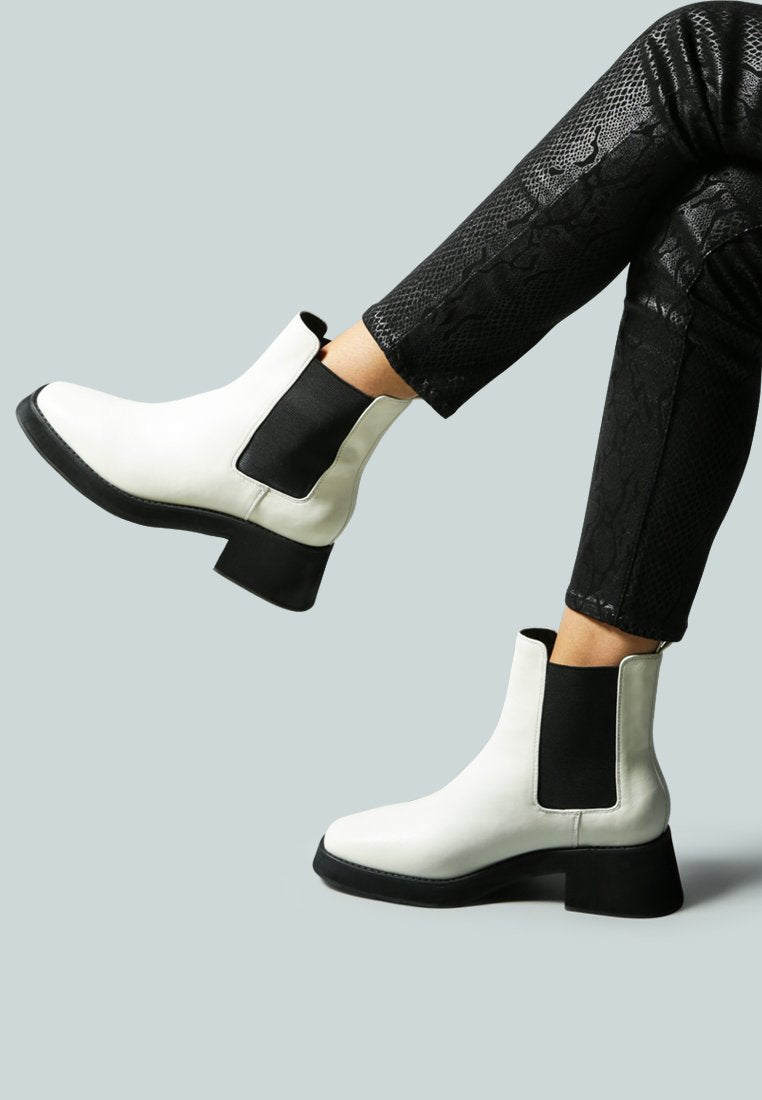 THERON Chelsea Upfront White Boot_White
