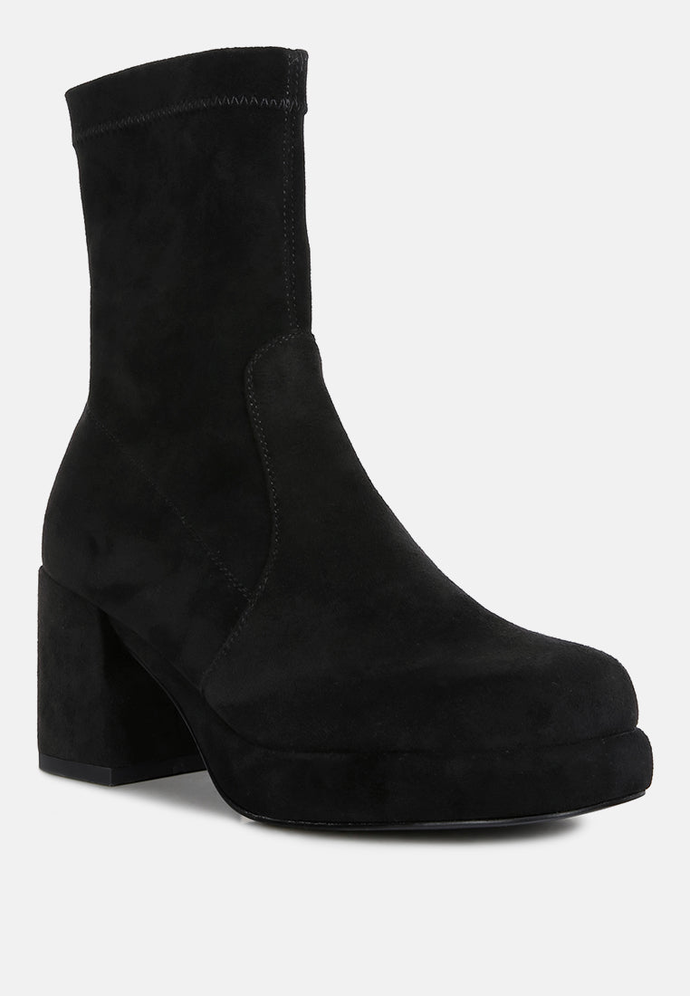 two cubes black stretch suede ankle boots#color_black