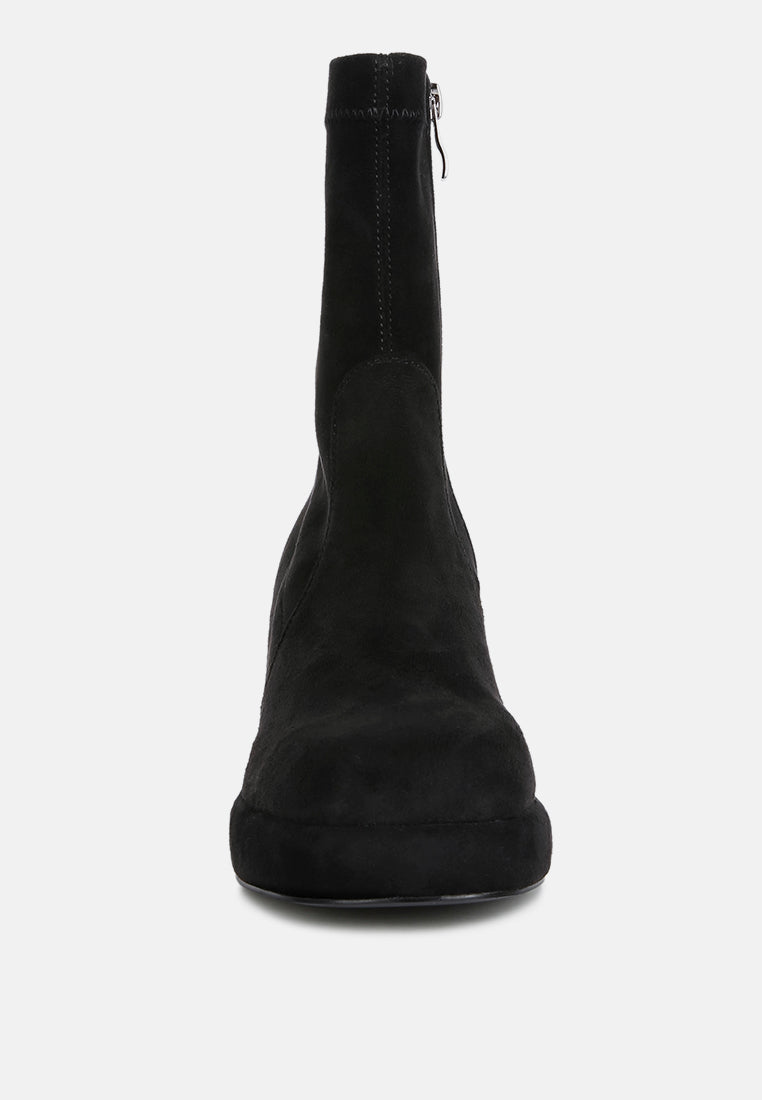 two cubes black stretch suede ankle boots#color_black