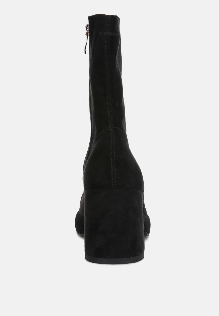 two cubes black stretch suede ankle boots#color_black