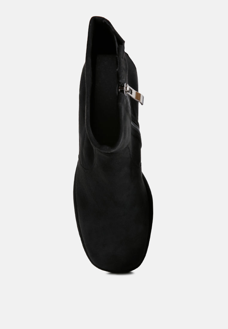 two cubes black stretch suede ankle boots#color_black