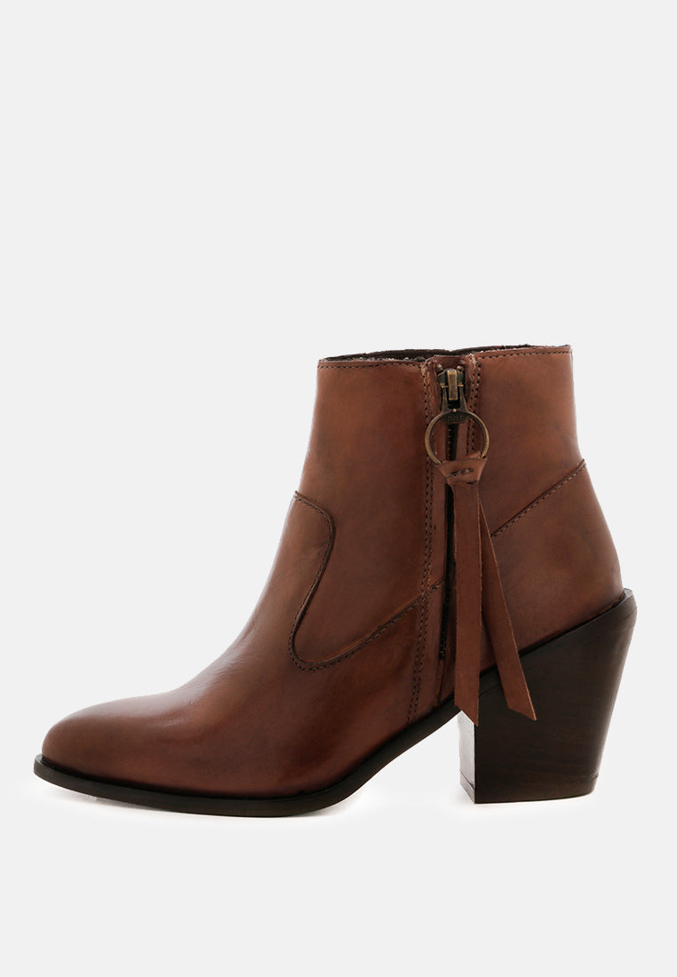 VIVIANA Brown Ankle Boots with Zipper-Brown
