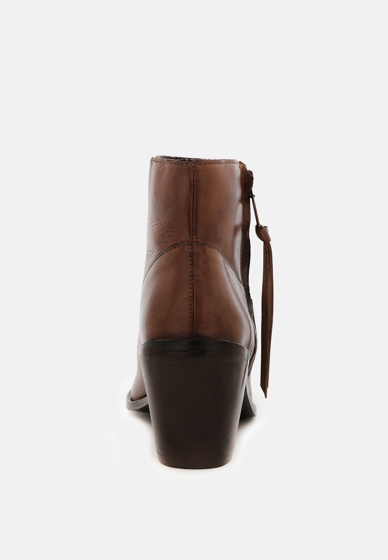 VIVIANA Brown Ankle Boots with Zipper-Brown