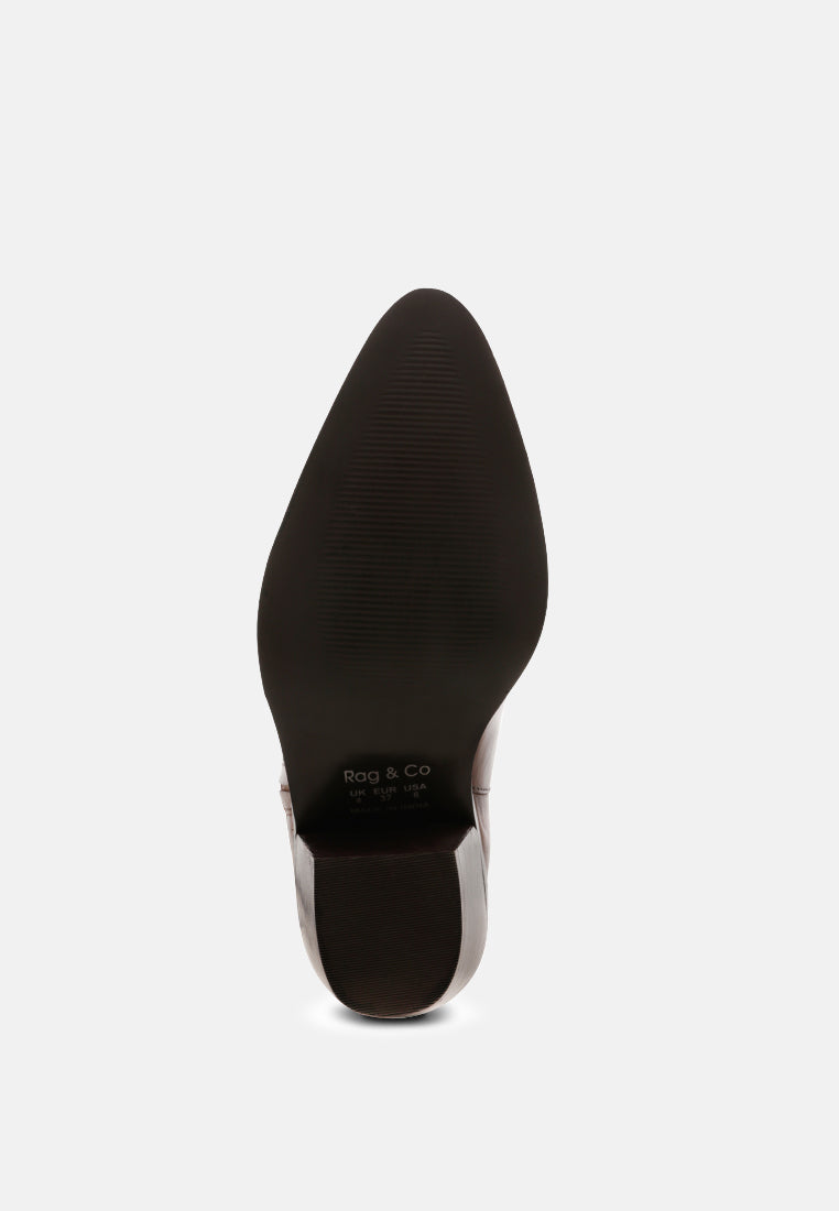 VIVIANA Brown Ankle Boots with Zipper-Brown