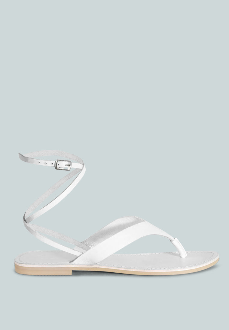 WRAPUP Tie around White Flat Sandals#color_white
