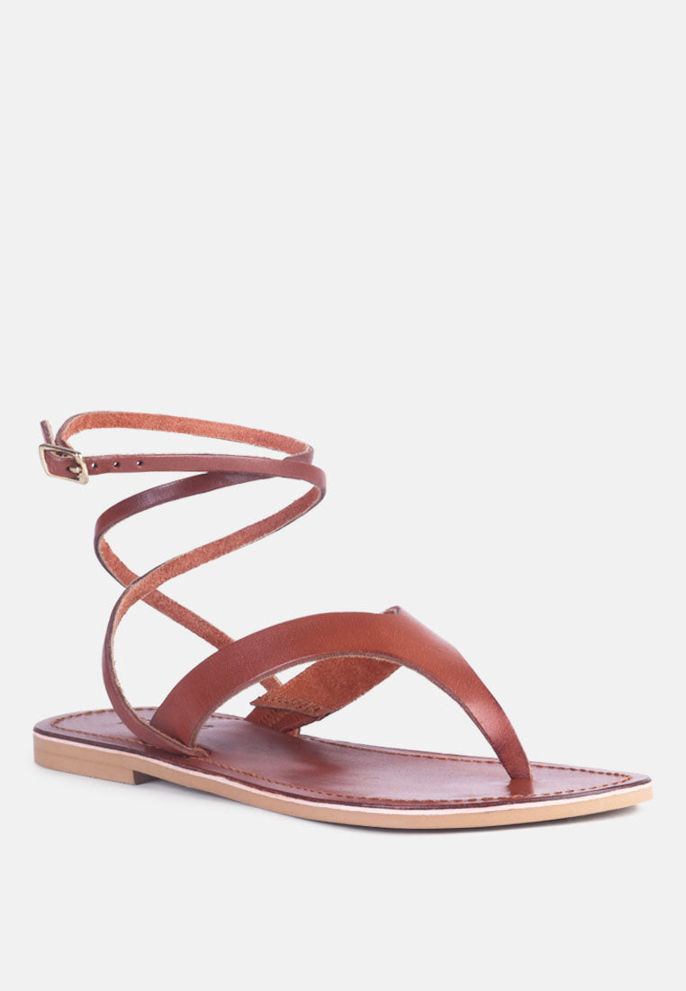 Buy Wrap-Up Tie Around Tan Flat Sandals Sandals Rag Co