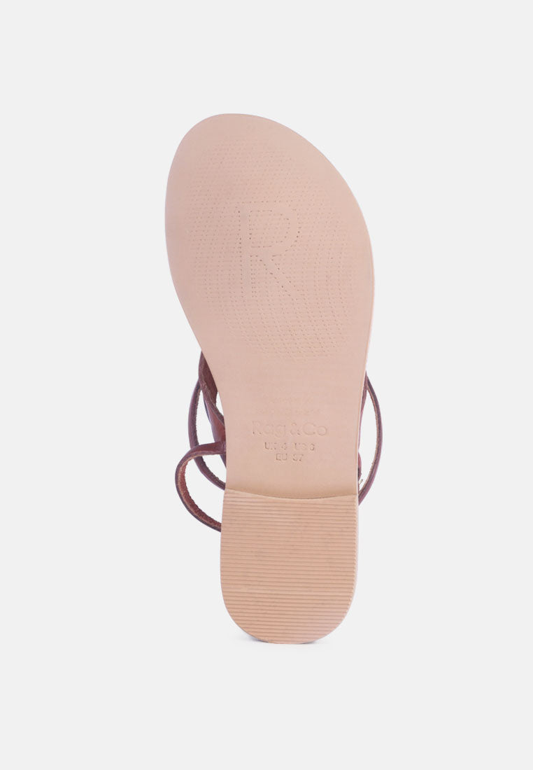 WRAPUP Tie around Tan Flat Sandals_tan