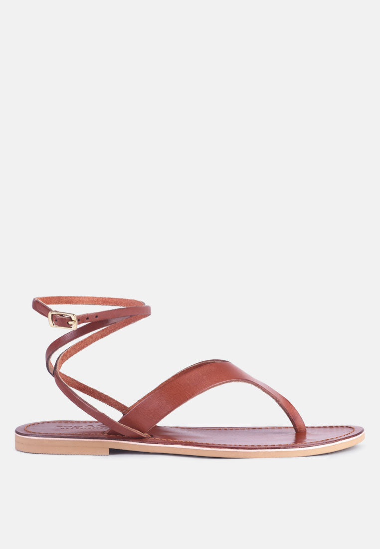 WRAP-UP Tie around Tan Flat Sandals_Tan
