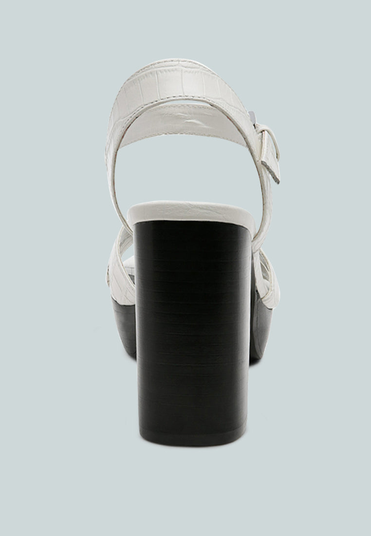 CHYPRE High Heeled Block Sandal In White-White