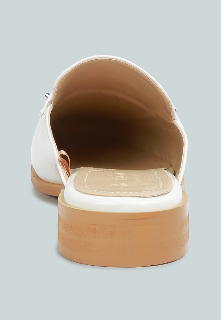 yashta white patent studded flat mules#color_white