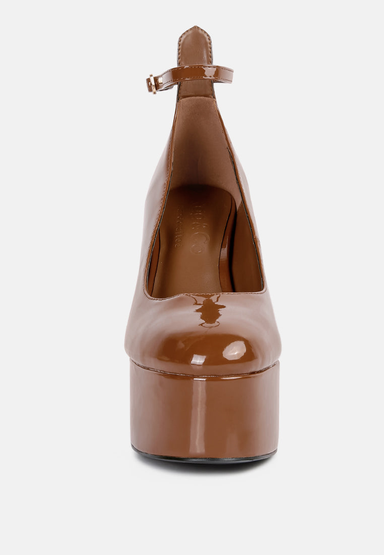 babe heaven patent pu maryjane sandals in Tan#color_tan