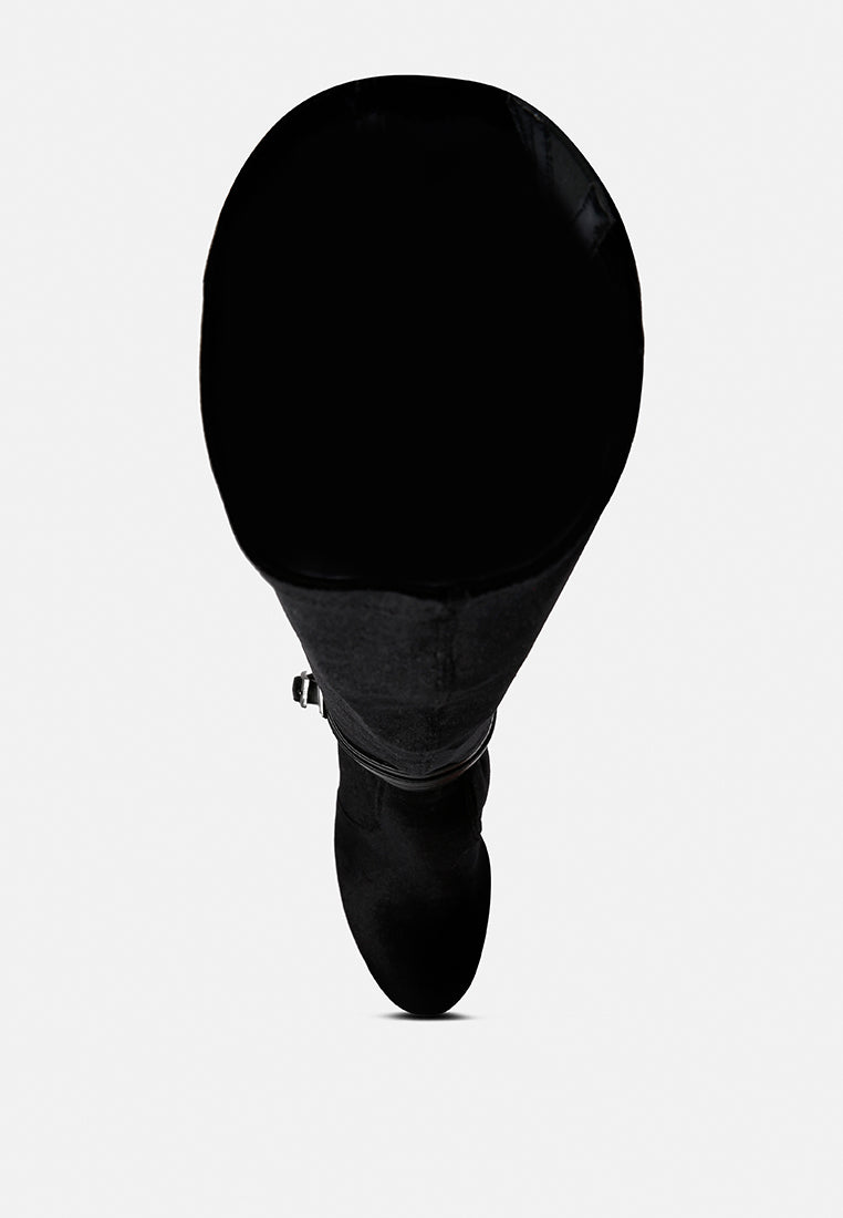 bison black high platform heeled long boots#color_black