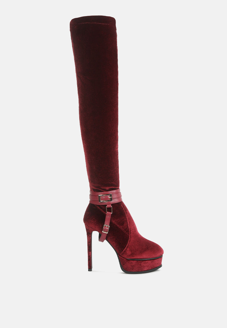 bison burgundy high platform heeled long boots#color_burgundy