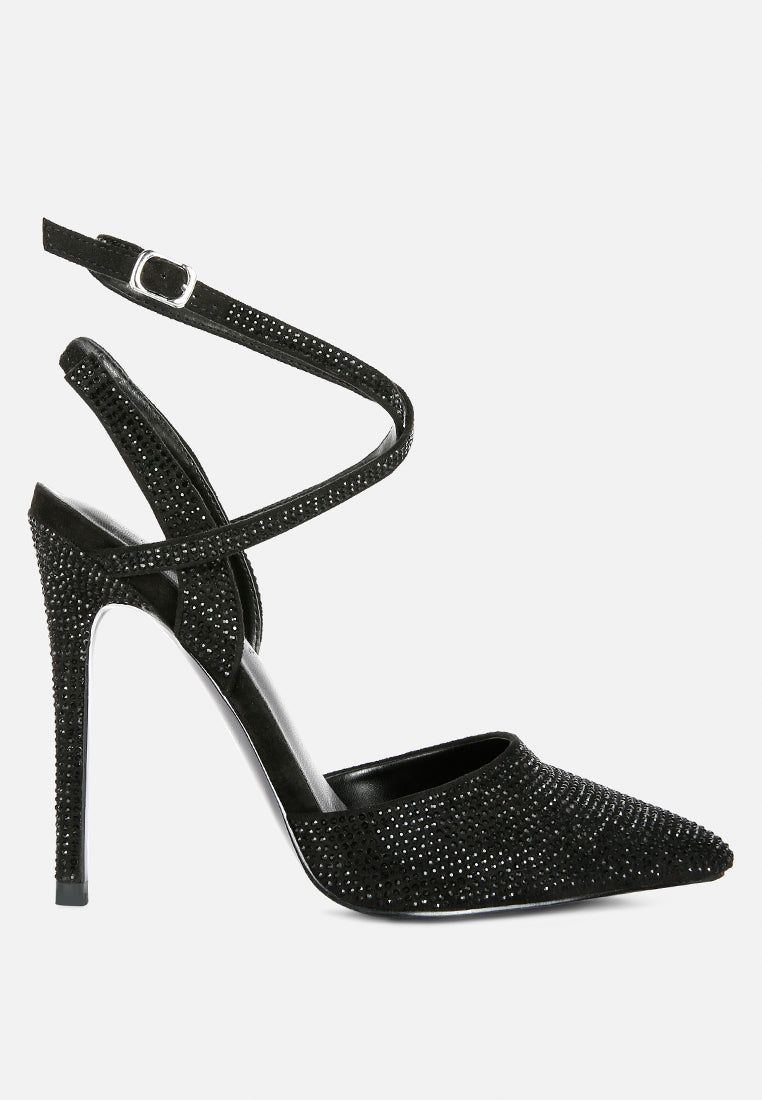 charmer diamante studded high heeled sandal in Black#color_Black