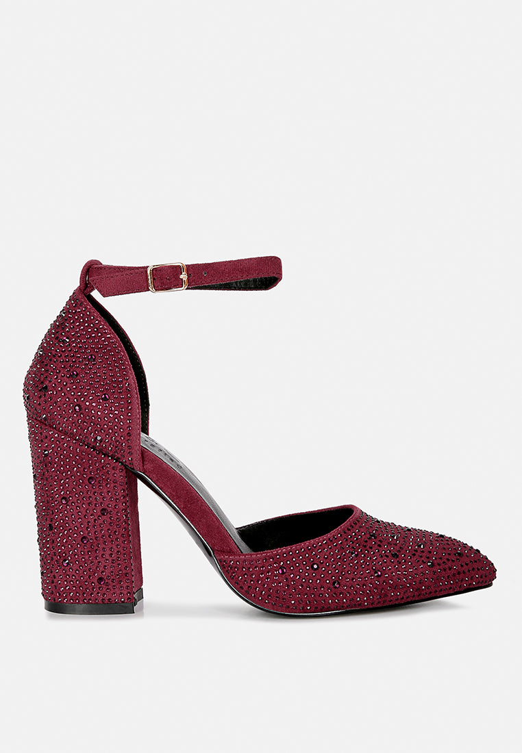 culver microfiber diamante block heeled sandal in burgundy#color_burgundy