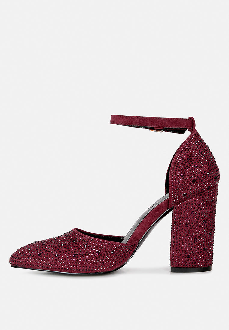culver microfiber diamante block heeled sandal in burgundy#color_burgundy