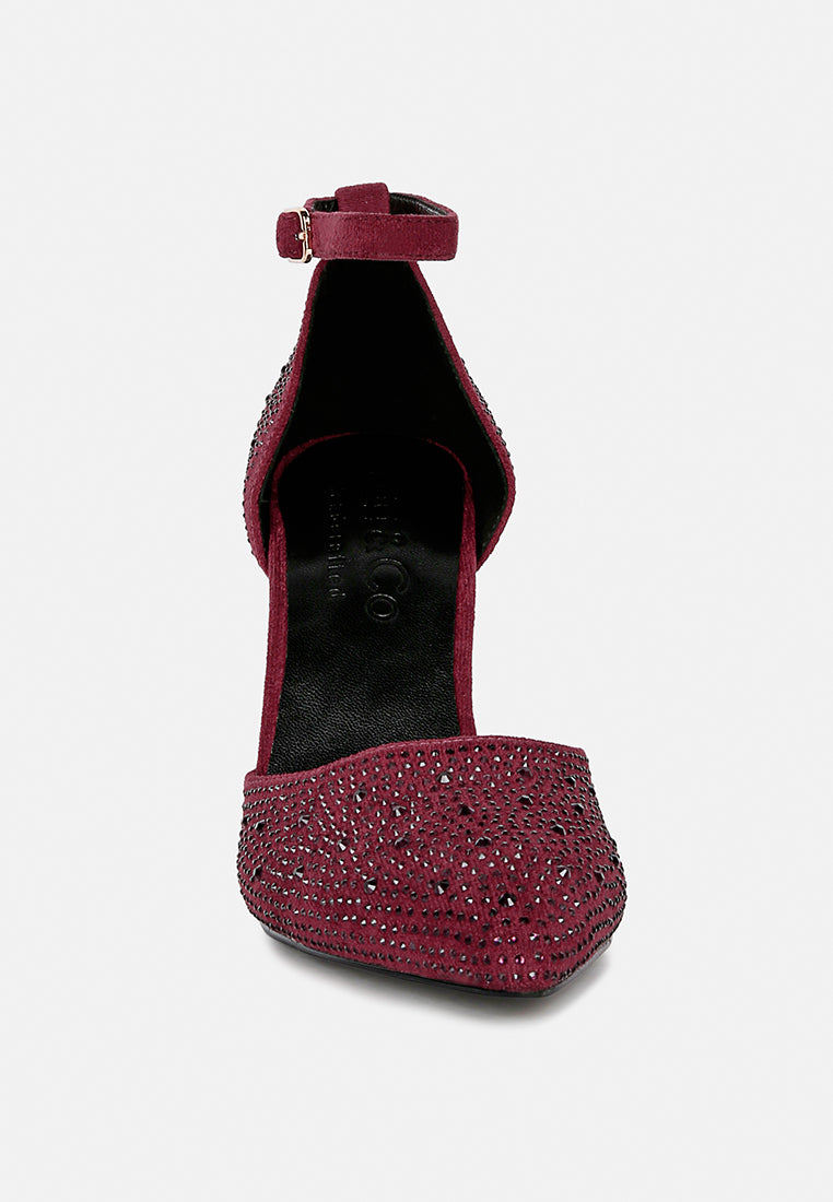 culver microfiber diamante block heeled sandal in burgundy#color_burgundy