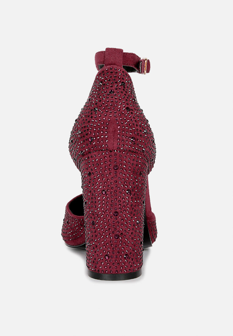 culver microfiber diamante block heeled sandal in burgundy#color_burgundy