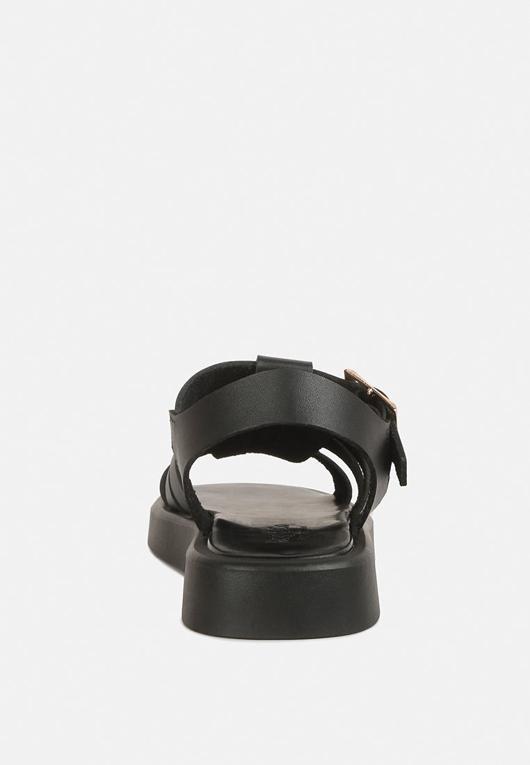 DACOSTA Genuine Leather Gladiator Flatform Sandals#color_black