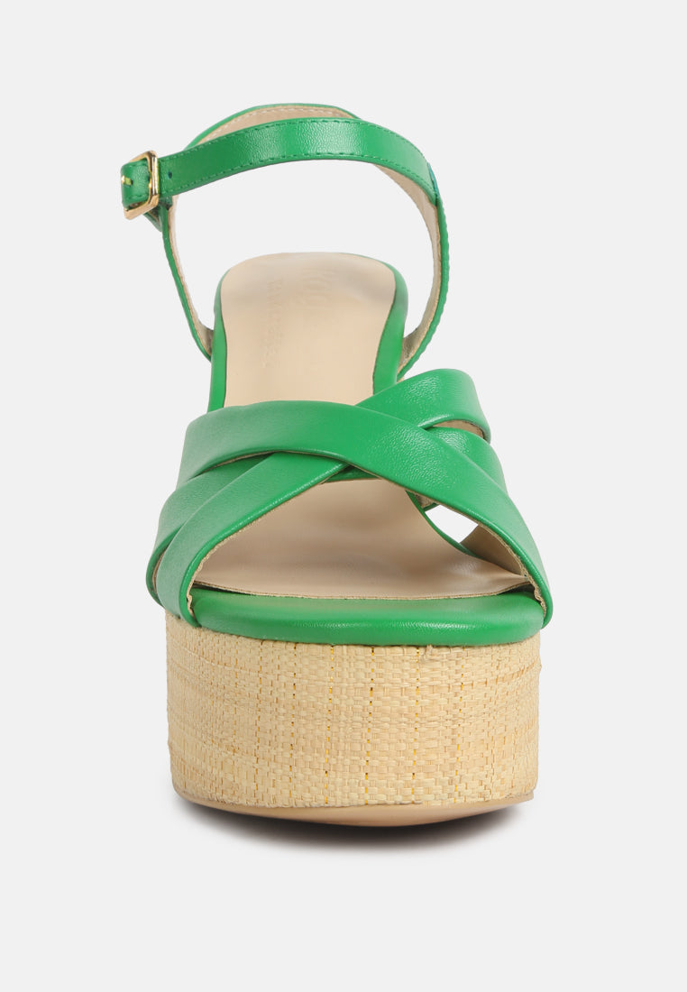 de vil crisscross straps slim block heel sandals in Green#color_green