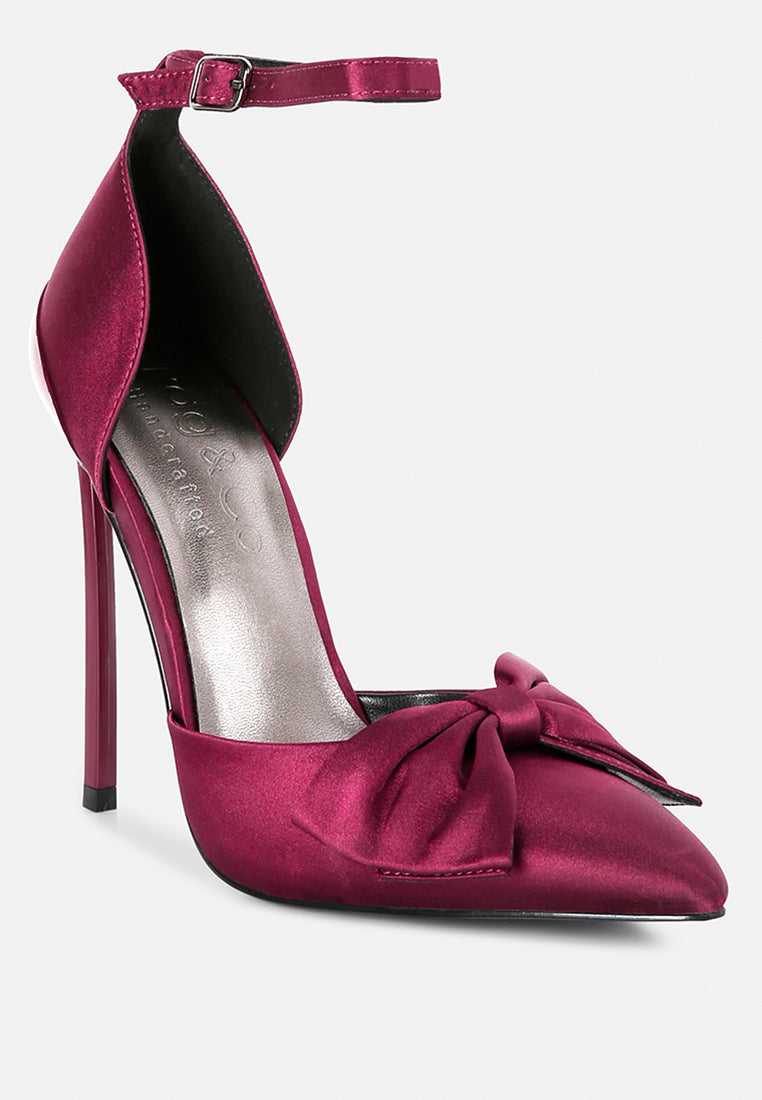 DINGLES Wine High Heeled Satin Sandals#color_burgundy