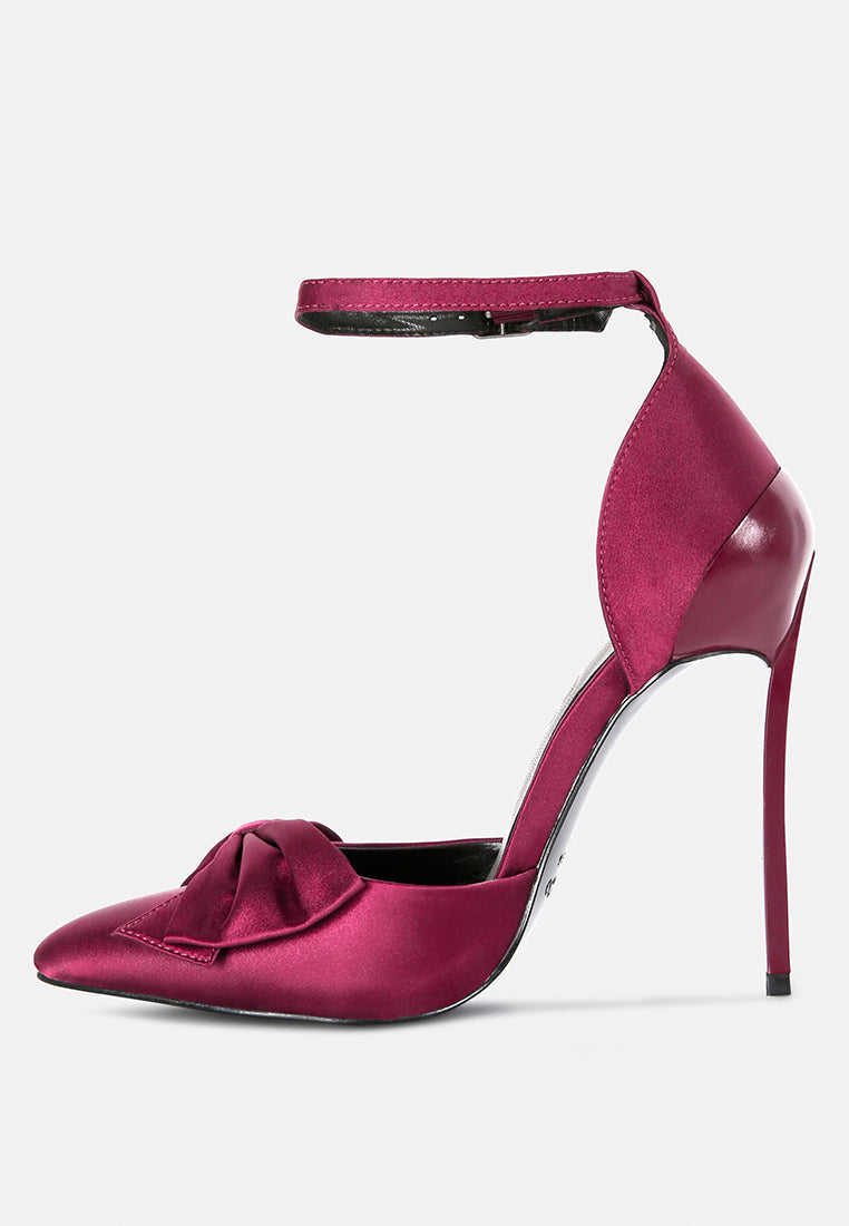 DINGLES Wine High Heeled Satin Sandals#color_burgundy