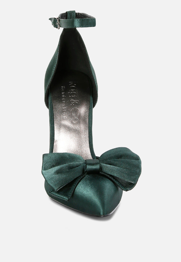 DINGLES Green High Heeled Satin Sandals_green
